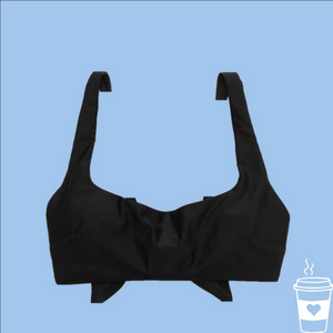 Aerie Black Tie Back Scoop Neck Bikini Top Size Medium New With Tags